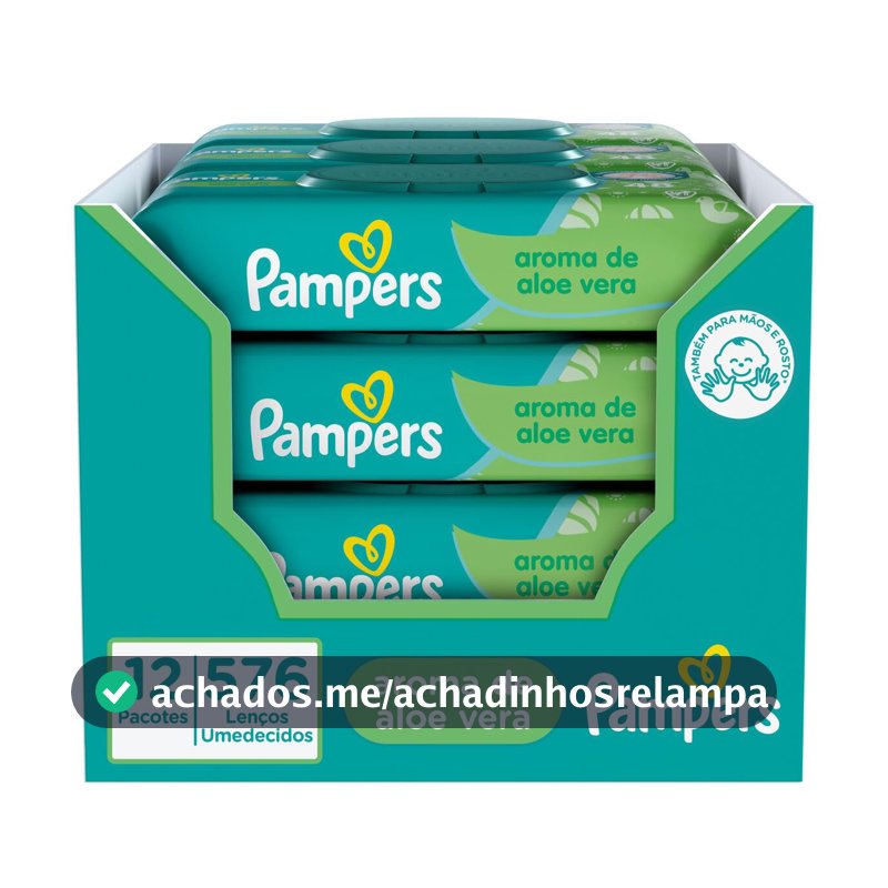 Lenços Umedecidos Pampers Aroma de Aloe Vera, 576 Unidades