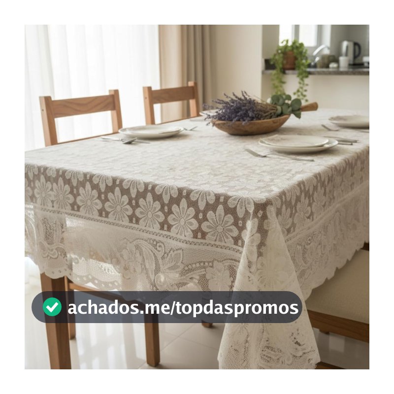 Toalha de Mesa Renda Floral Retangular 6 Lugares 2,30 x 1,50 m Decorativa para Mesa Posta 100% Poliéster (Palha)