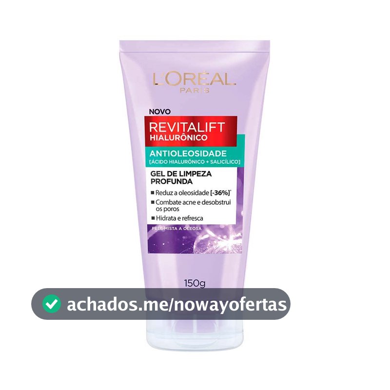 L'Oréal Paris Revitalift Hialurônico Gel de Limpeza Facial Antioleosidade com Ácido Hialurônico e Salicílico Limpeza Profunda e Controle de Oleosidade 150g