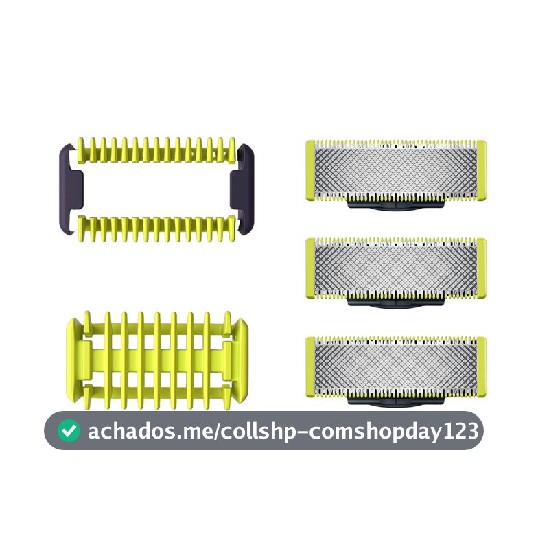 Lâminas de Reposição Originais Philips OneBlade QP630/51 Aço Inoxidável - Raspa, Apara e Contorna - Pacote com 3 un
