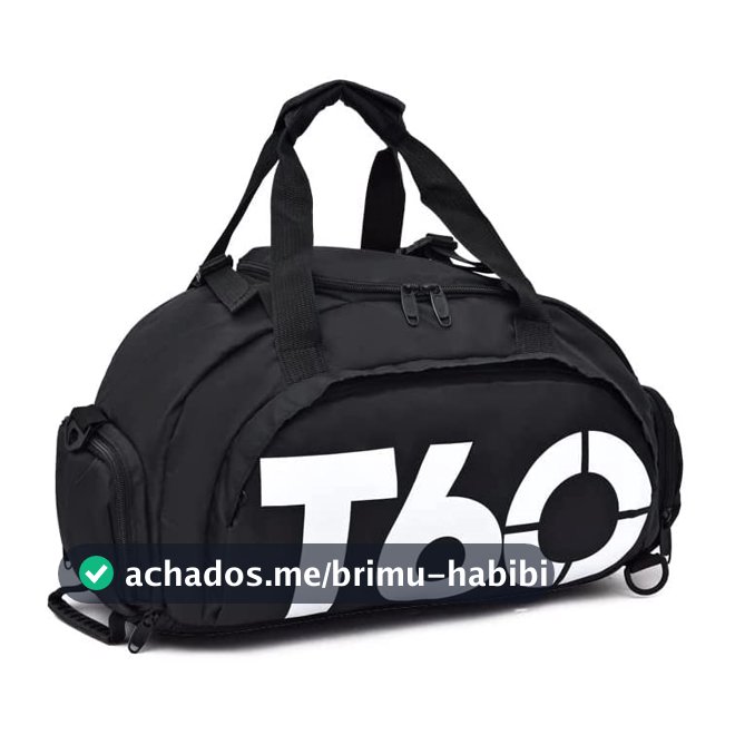 Mochila Mala T60 Para Academia Natação Camping na Cor Preta