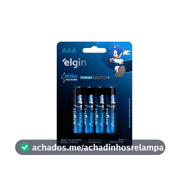 Pilha Ultra Alcalina AAA Elgin – Cartela com 8 Unidades Palito