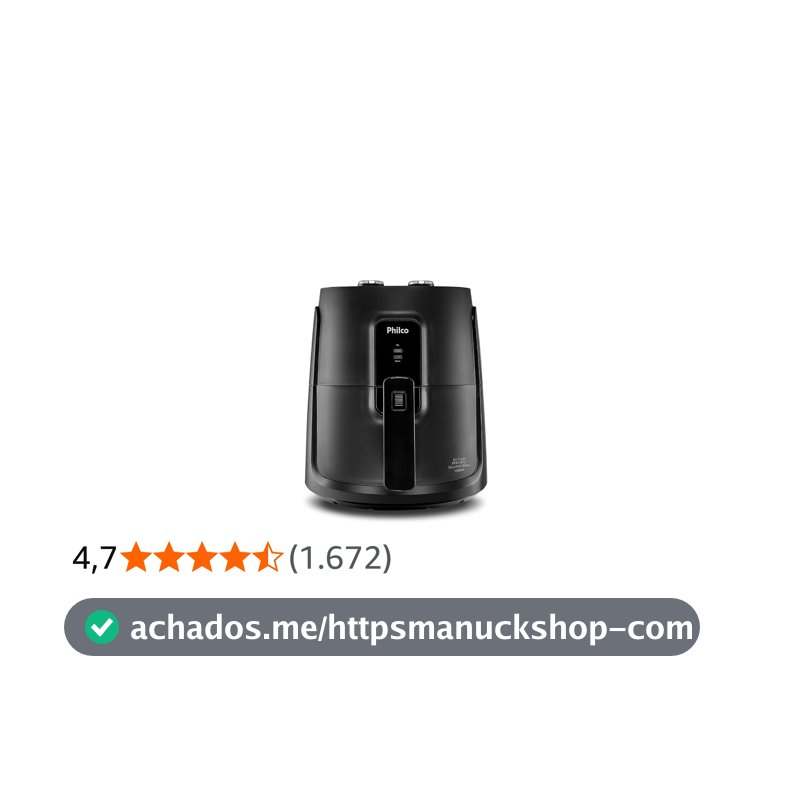 Fritadeira Elétrica sem óleo/Air Fryer Philco PFR15PG Preto 4,3L com Timer