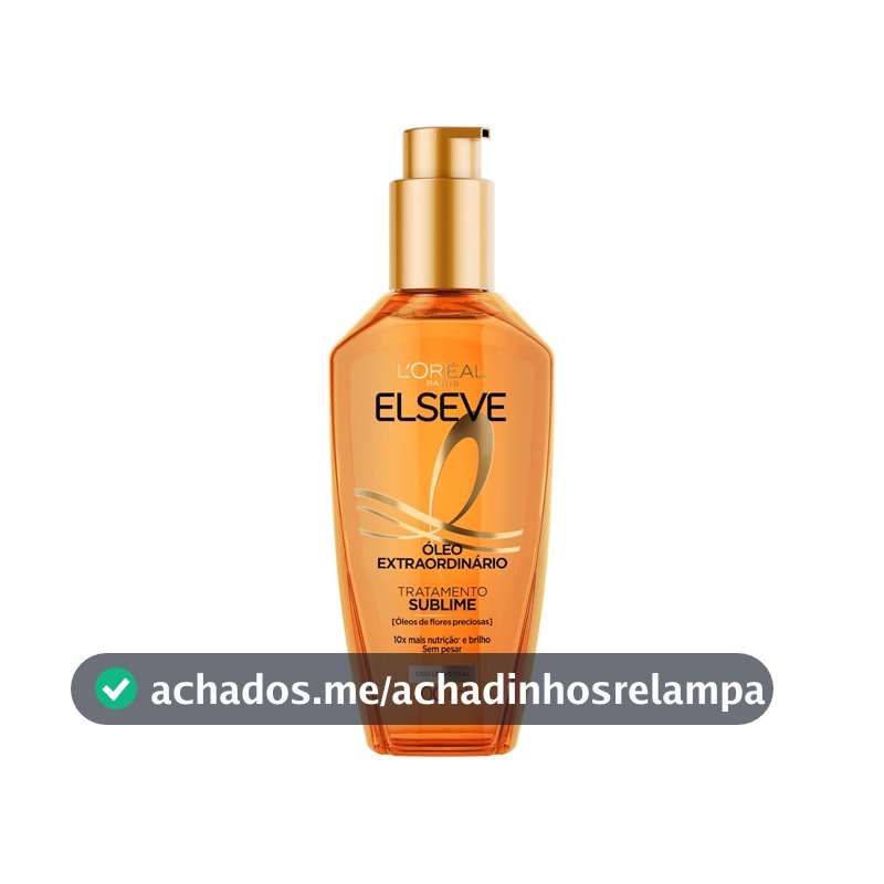 L'Oréal Paris Elseve Óleo Extraordinário Finalizador Capilar, Nutrição Profunda com 6 Óleos Preciosos, Anti-Frizz, Proteção Térmica até 230°C, Brilho Intenso para Todos os Tipos de Cabelo, 100ml