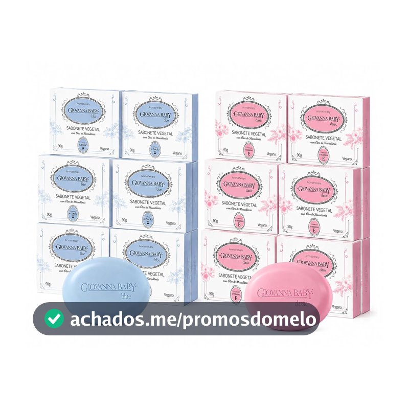 Kit 12 Sabonetes em Barra Giovanna Baby Classic e Blue 90g