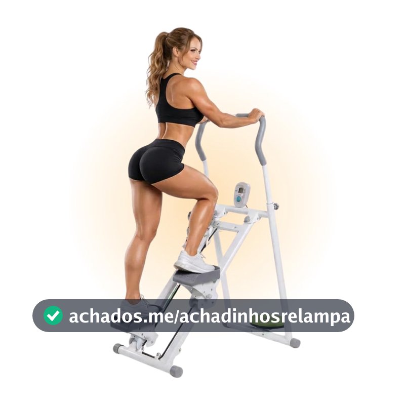 Maquina Escalada Vertical Dobrável, Stepper Fitness com Monitor Digital Calorias/Tempo/Passos, Pedais Extra Largos Antiderrapantes, Corrimão em U Ajustável, Treino Glúteo e Pernas, Suporta 120kg