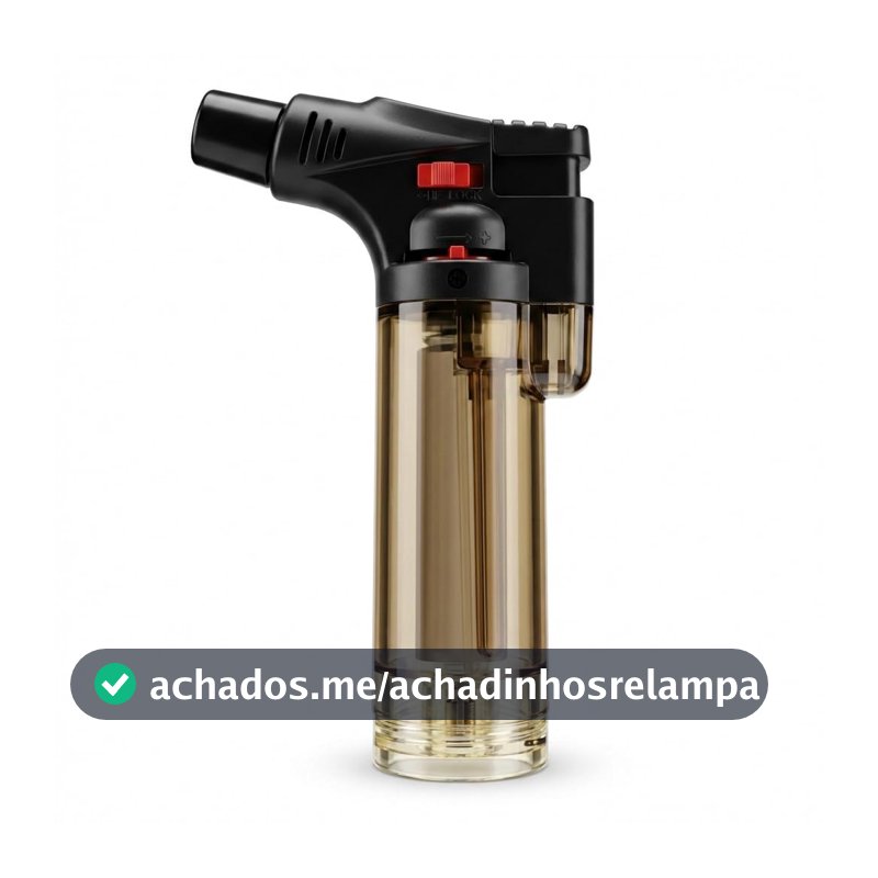 Mini Maçarico a Gás Butano Recarregável 11cm Chama Ajustável Culinário Profissional Portátil com Trava de Segurança para Cozinha Confeitaria Artesanato Solda Leve Gratinar Flambar Preto