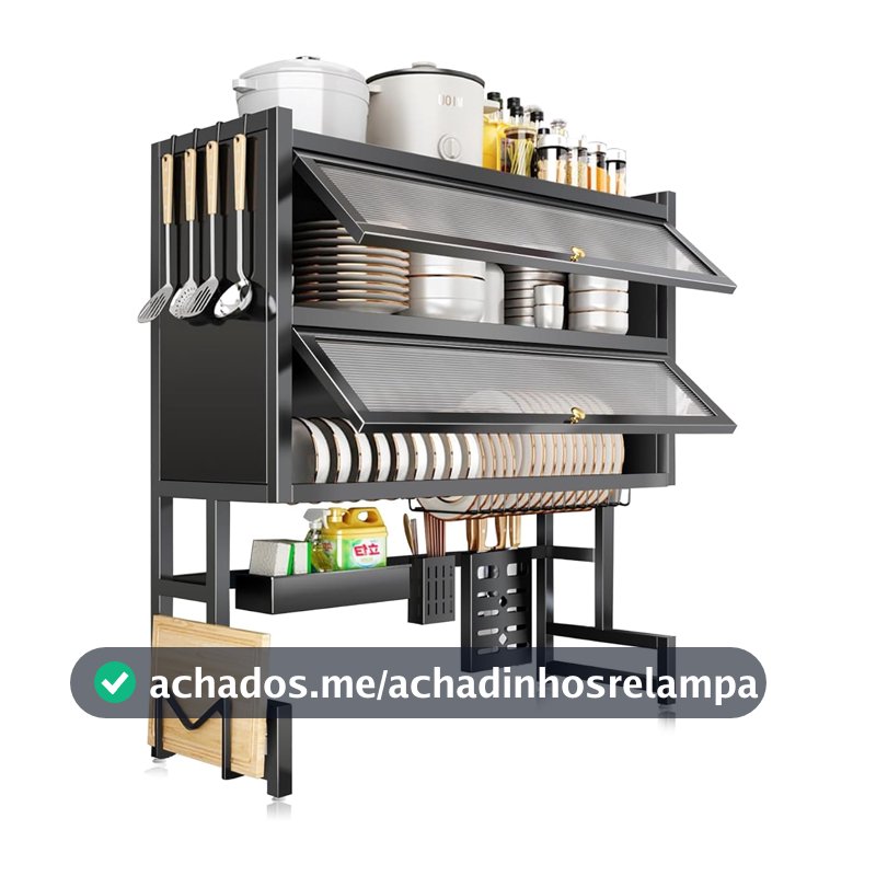 Escorredor de Louça Suspenso,Escorredor de Louça de Parede,Inox,Organizador de Cozinha (65CM-2 Andares)