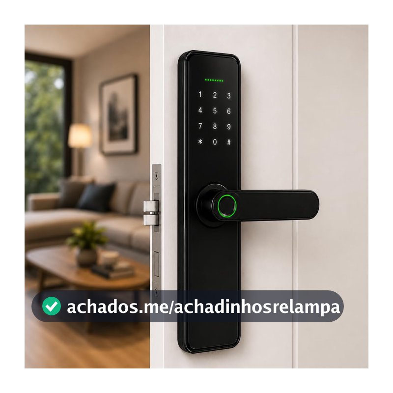 Fechadura Digital Biométrica Wi-Fi Inteligente com Aplicativo, Senha, Tag e Chave Mecânica, Teclado Touch, Trava Automática, Fechadura Eletrônica para Casa, Apartamento e Escritório Preta