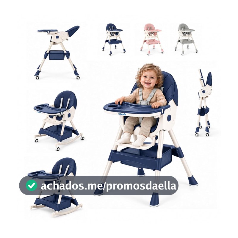 Cadeira de Alimentação Bebê Portátil 6 em 1, Dobra com um Toque. (Azul)