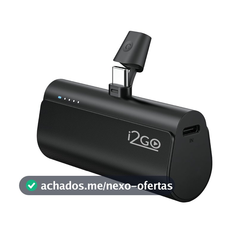 I2GO, Carregador Portátil (Power Bank), Pocket, 5000mAh, Não Necessita Cabos, Modelo USB-C