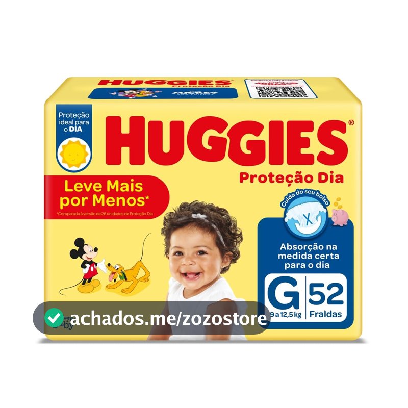 Huggies Fralda Proteção Dia Tam. G - 52 fraldas