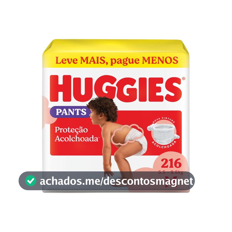 Huggies Fralda Pants Descartável Proteção Acolchoada M - 216 fraldas