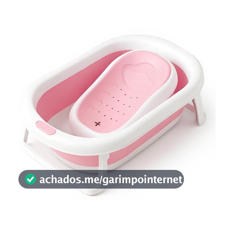 Banheira Para Bebê Dobrável Portátil 2 em 1 Com Assento 45L Rosa Pipdip