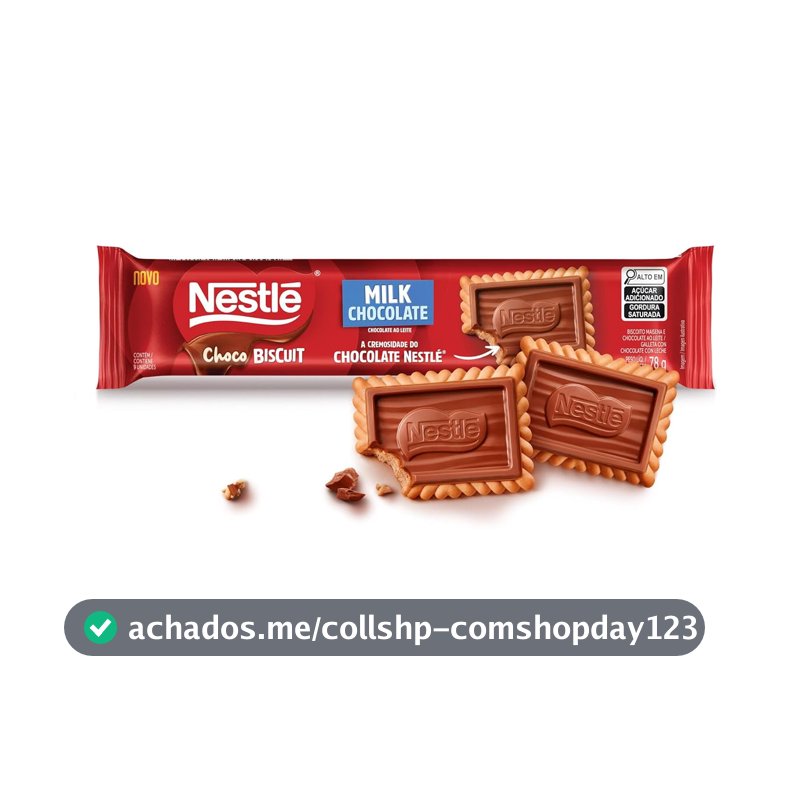 Biscoito com Chocolate Chocobiscuit NESTLÉ Ao Leite 78g