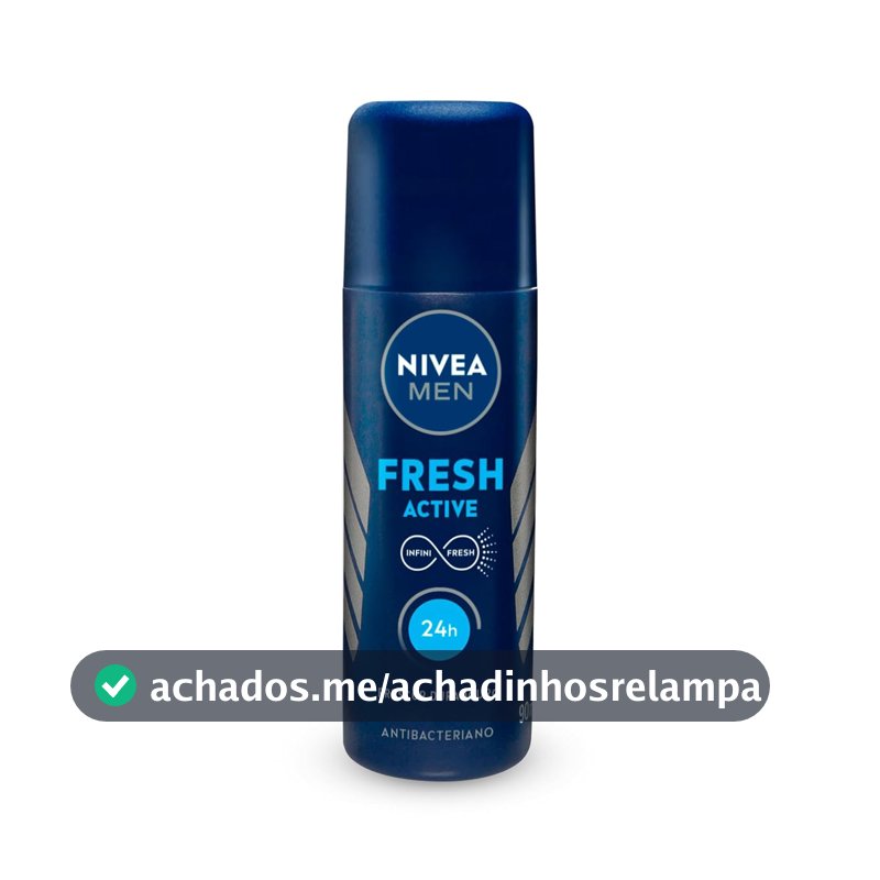 NIVEA MEN Desodorante Spray Fresh Active 90ml, Proteção 24h, Contra Odores, Antibacteriano, Frescor Duradouro