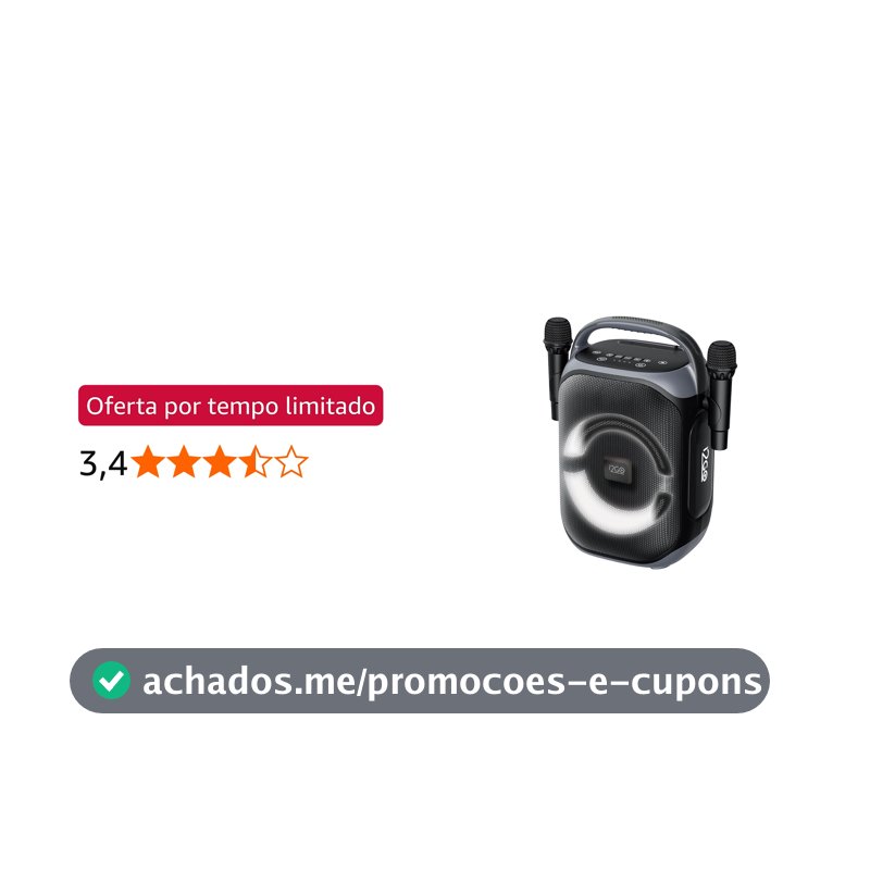 i2GO, Caixa de Som Bluetooth Ultra Voice 650 até 10H de Bateria, Função Karaokê e 2 Microfones