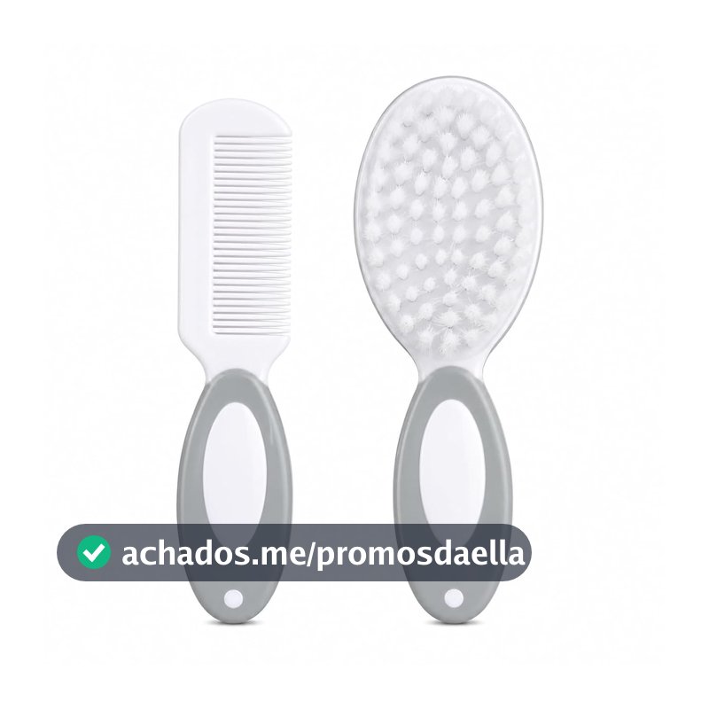 Kit Higiene Bebê 2 Peças Escova Pente Pontas Arredondadas Penteado Suave