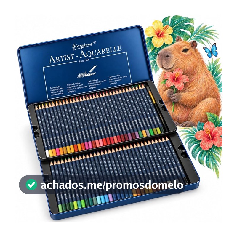 Lápis de Cor Aquarelável, Mina Super Macia, Cores Vivas e Alta Cobertura