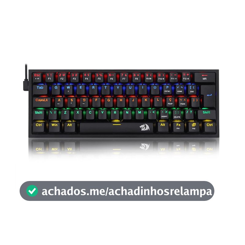 Redragon TECLADO MECANICO GAMER FIZZ RAINBOW PRETO SWITCH AZUL