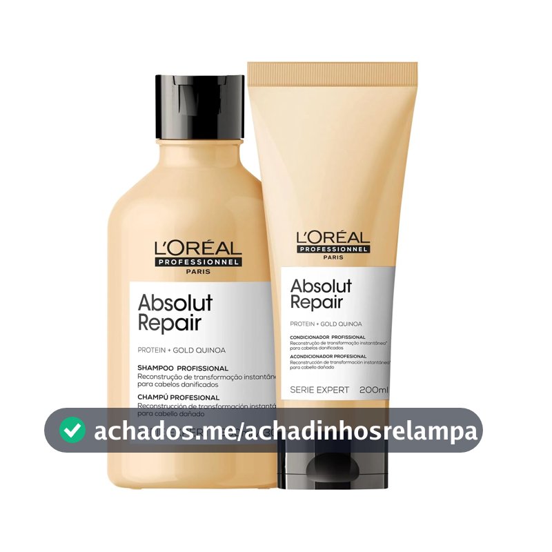 Kit Shampoo e Condicionador Loreal Professionnel Absolut Repair Gold Quinoa + Protein Pequeno