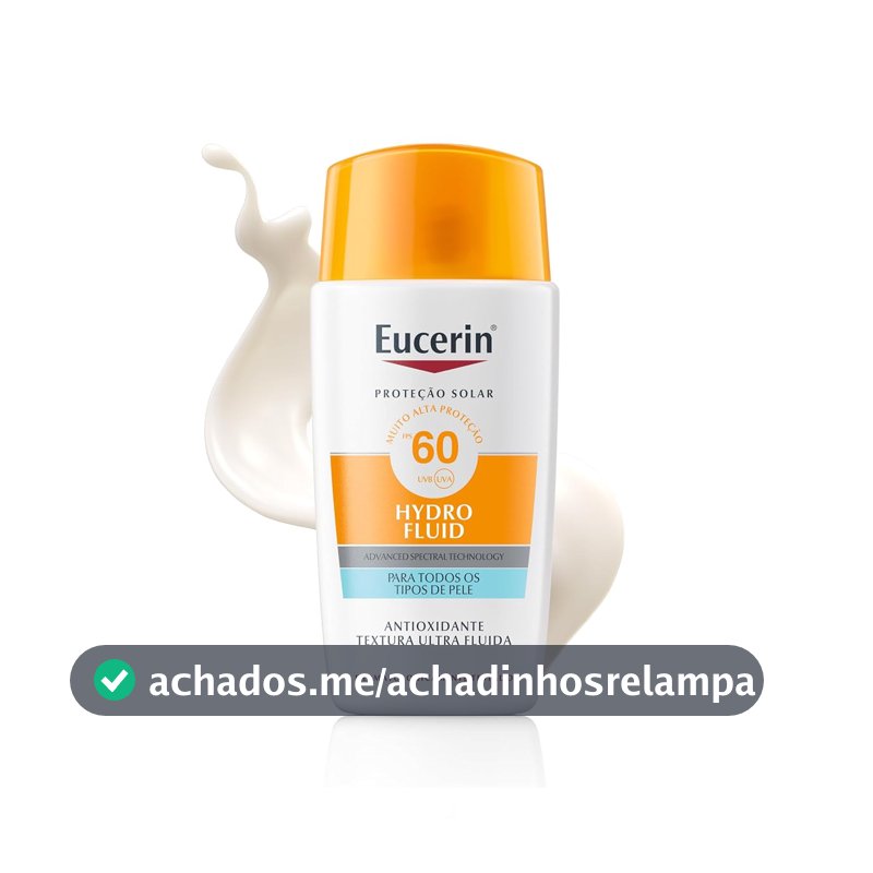 EUCERIN Protetor Solar Facial Ultra Fluido FPS 60 50ml, Hydro Fluid, Antioleosidade, Antioxidante, Rosto, Proteção UVA, UVB e Luz Visível