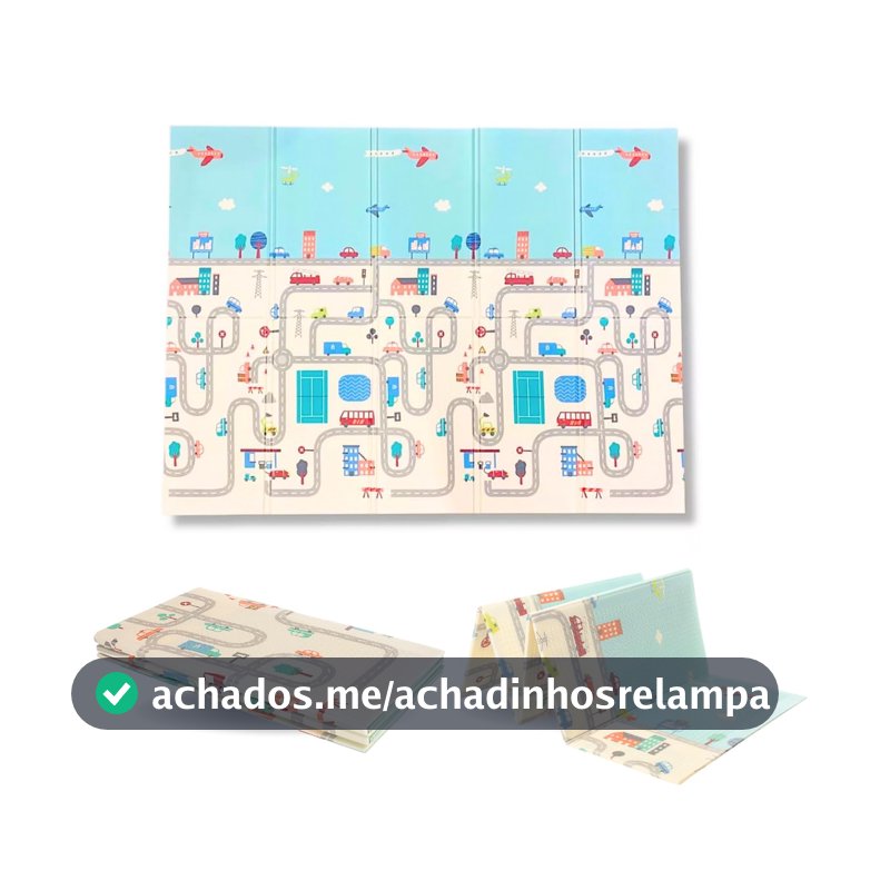 Tapete Térmico Tatame Infantil Emborrachado Dupla Face Dobrável Macio 178cm x 118cm Pista Urso Castor Sensorial Meu Primeiro Tapetinho (Pista/Cidade)