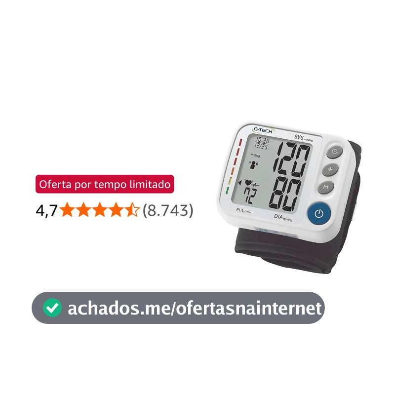G-Tech Aparelho de Pressão Digital Automático de Pulso GP400, Cor Branca