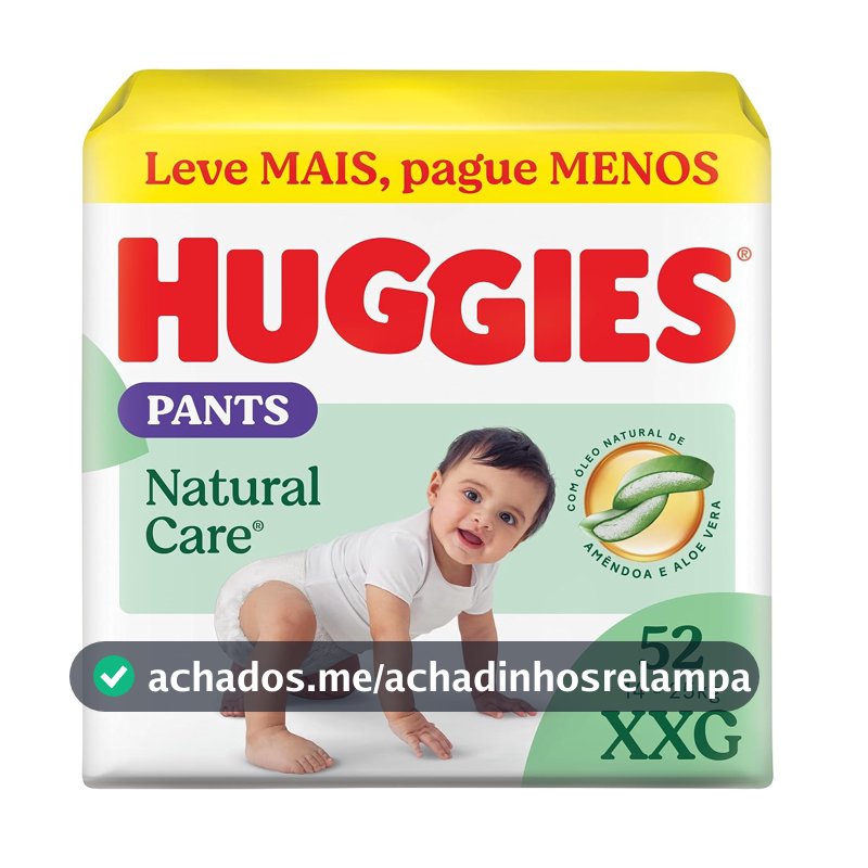 Huggies Fralda Pants Premium Natural Care XXG - 52 Un