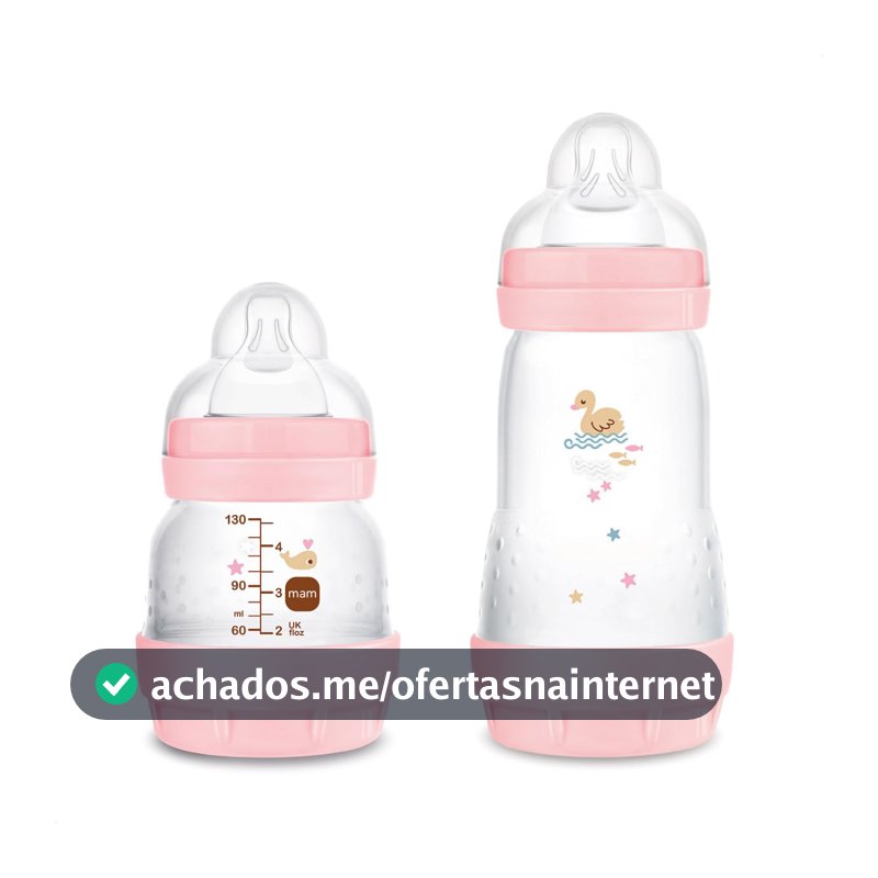 MAM Baby Kit 2 Mamadeiras Easy Start Starter Set Anticólica e Menos Bolhas de Ar, para Crianças 0+ Meses Autoesterilizável e com Bico de Silicone Skinsoft, Rosa