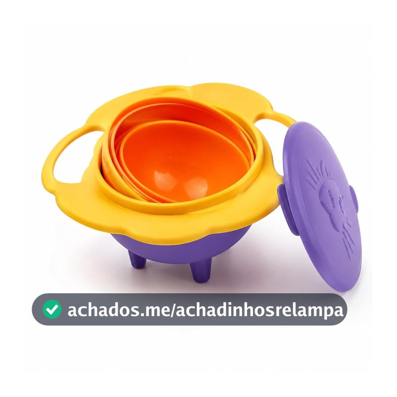 Tigela Infantil Giratória 360° Sem Derramamento com Tampa