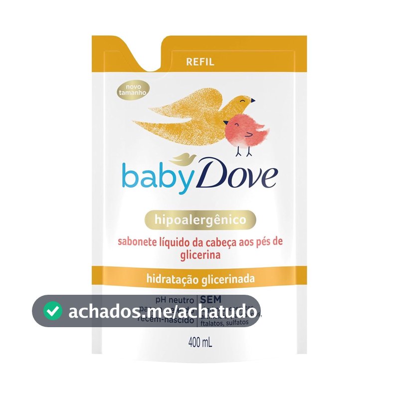 Dove Baby Sabonete Líquido Hidratação Glicerinada da Cabeça aos Pés 400ml Refil