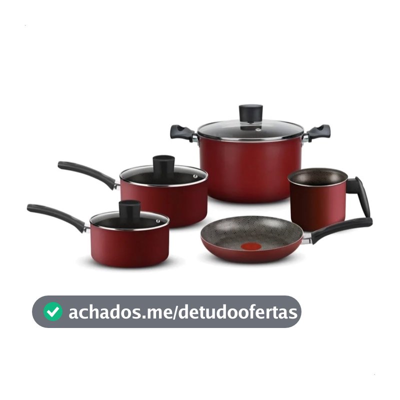 Rochedo Jogo de Panelas Facilita Vermelho 5 Peças Antiaderente Resist com Thermo-Sinal - Alumínio