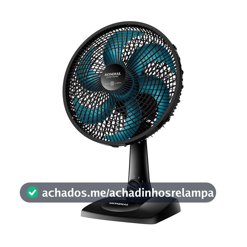 MONDIAL Ventilador de Mesa 30cm Super Power, Preto/Azul Petróleo, 60W, 110V - VSP-30-AP