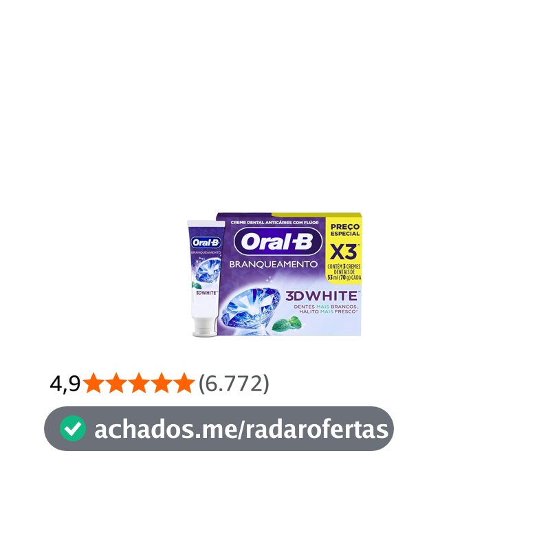 Oral-B Pasta de Dente 3D White Brilliant Fresh, 3 Unidades de 70 g
