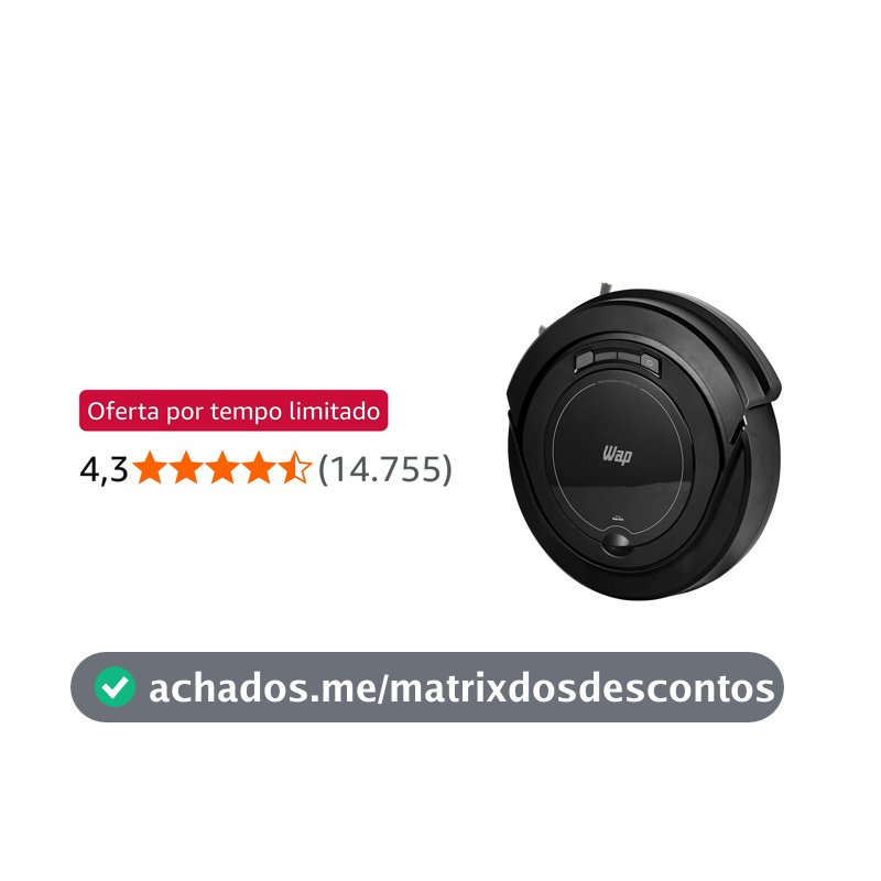 WAP Robô Aspirador Robot W90 3 em 1, 250ml, Bivolt, Sistema Antiqueda