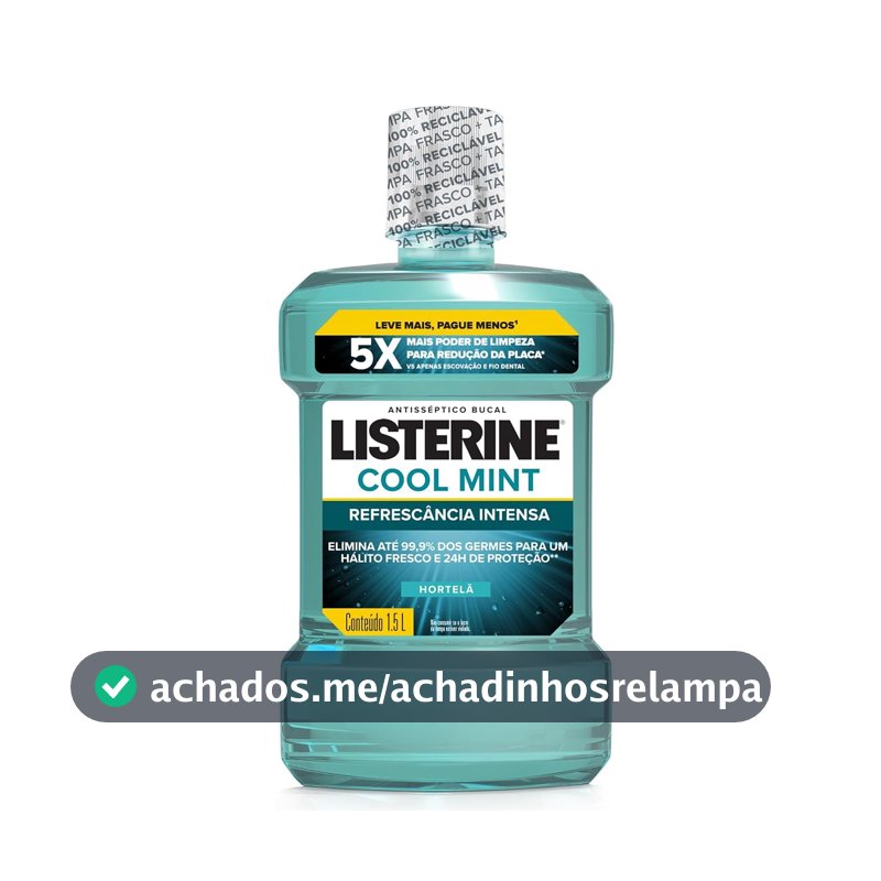 Enxaguante Bucal Cool Mint Listerine, Menta, 1,5L