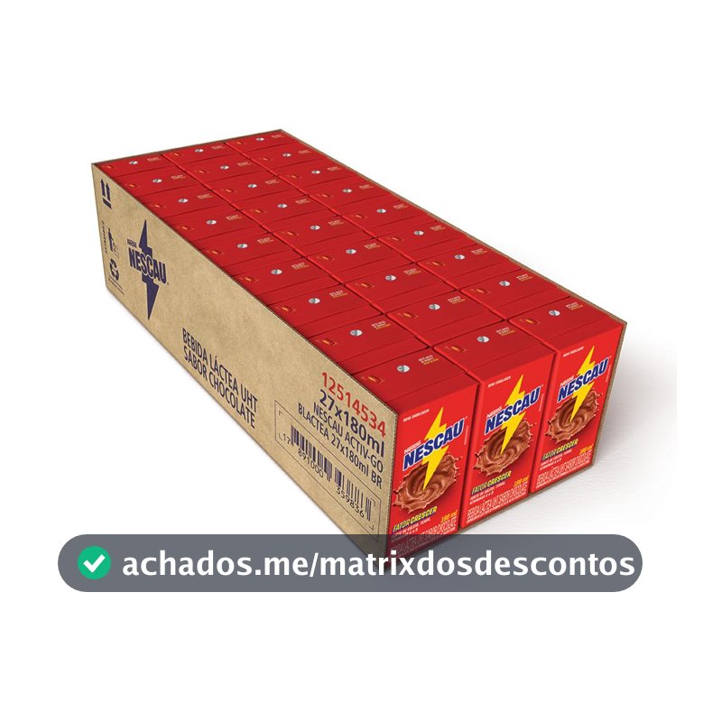 Nescau Bebida Láctea 180ml caixa com 27 unidades