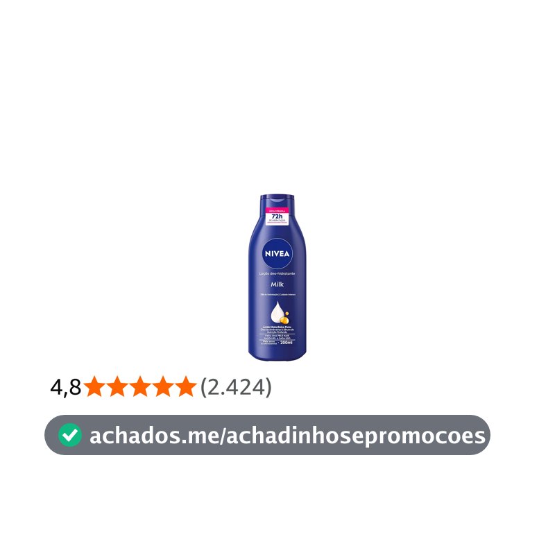 NIVEA Loção Deo-Hidratante Milk 200ml, Hidratação Profunda 72h, Corporal, Hialurônico Puro, Pele Seca e Extrasseca