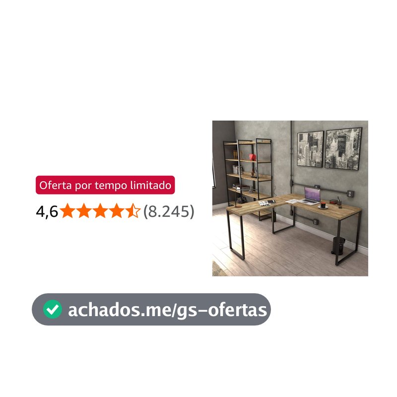 Mesa Escrivaninha Em L 2 Peças Trevalla Kuadra ML150 Carvalho