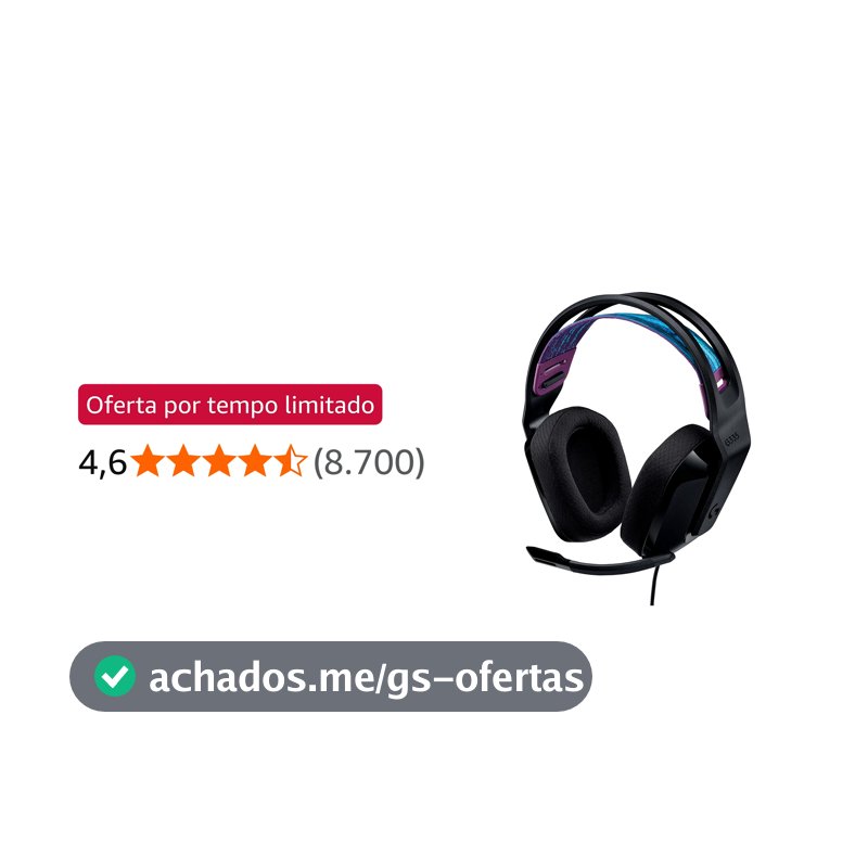Headset Gamer Logitech G335 com Almofadas com Espuma de Memória, Design Leve e Conexão 3,5mm para PC, PlayStation, Xbox, Nintendo Switch e Mobile - Preto
