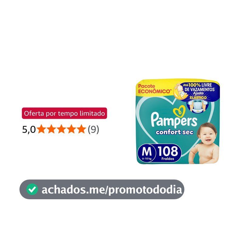 Fralda Pampers Confort Sec Tamanho M, 108 Unidades