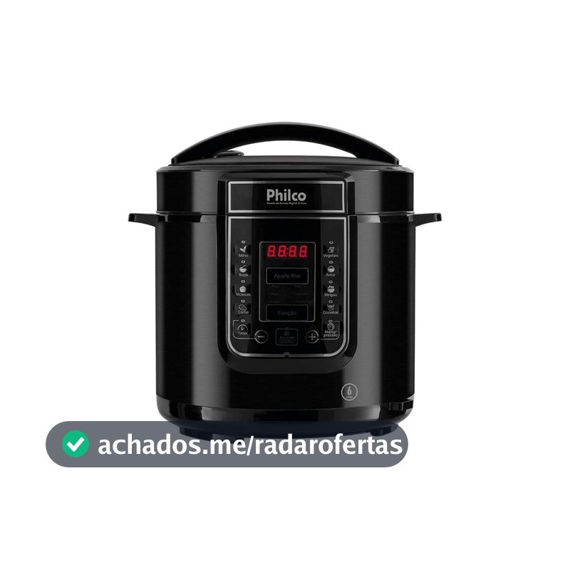 Philco Panela de Pressão, Digital Inox Ppp01p, 6L, Preto, 110v