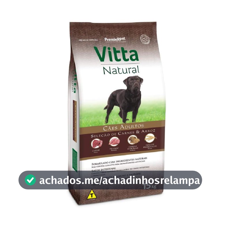 Ração Premier Vitta Natural Cães Adultos Carne e Arroz - 15 Kg Premier Pet para Todas de raça Adulto - Sabor Carne