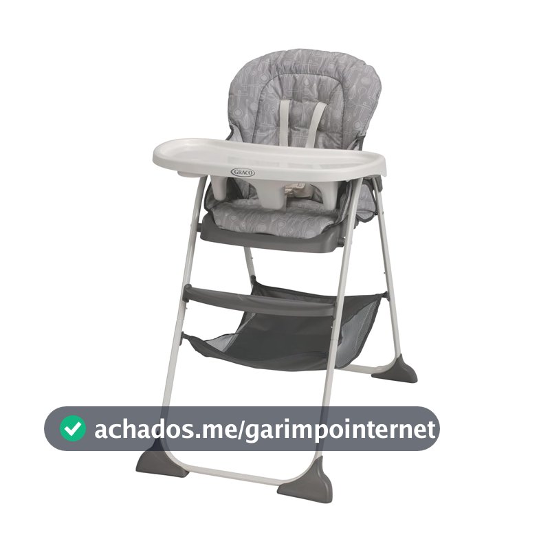 Graco Cadeira de Alimentação e Refeição Infantil Alta Dobrável e Reclinável Slim Snacker Cinza