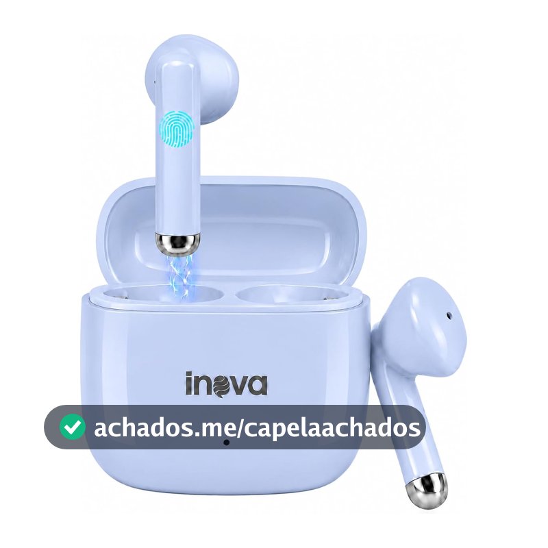 INAVA Fone Ouvido Bluetooth, Hi-Fi, 50H, À Prova d'Água e Poeira - Azul