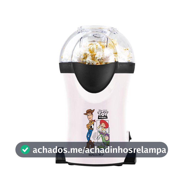 Pipoqueira Elétrica Mallory Toy Story – Pipocas Sequinhas e Sem Óleo, Bocal Expedidor, Copo Medidor para Manteiga e Pés Antiderrapantes - 127V