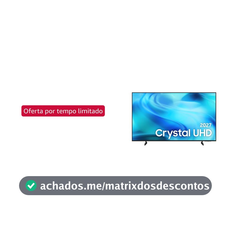 Samsung Smart TV 55" Crystal UHD 4K U8000H 26/2027, Vision AI Companion, Modo Estádio, Xbox Cloud Gaming