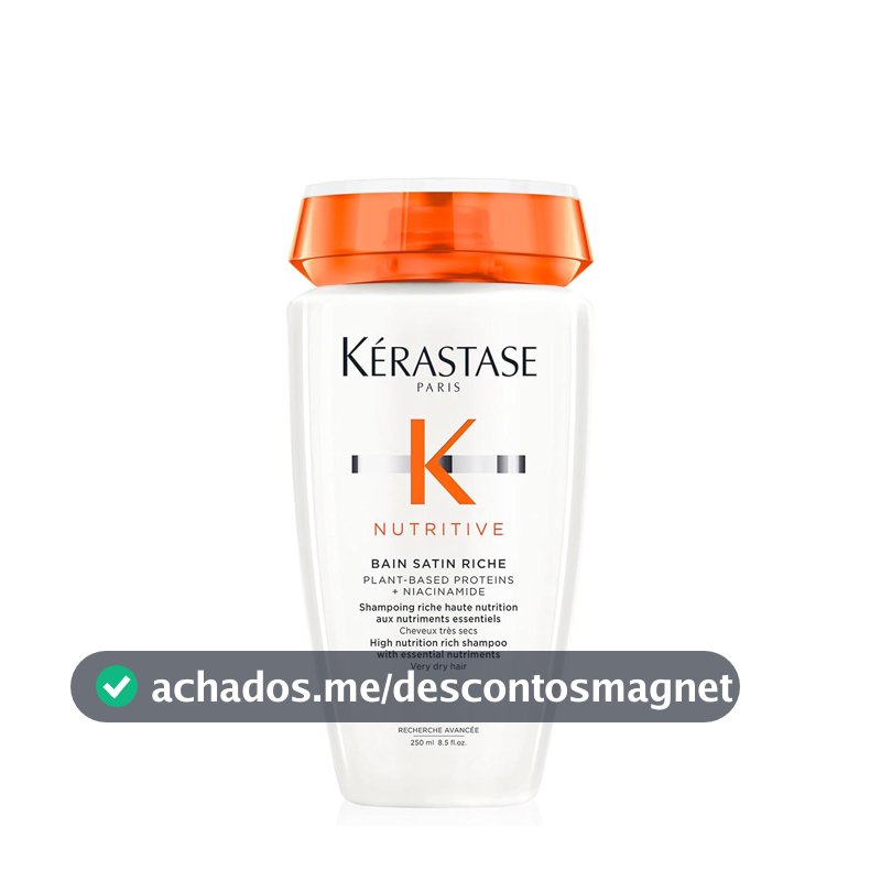 Kérastase Nutritive Bain Satin Riche Shampoo Nutritivo para Cabelos Finos e Médios, Secos e Ressecados, Nutrição Profunda com Ativos Anti-ressecamento 250ml