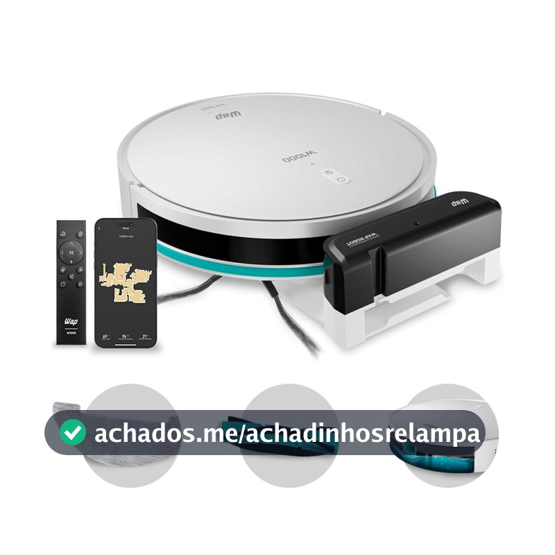 WAP Robô Aspirador de Pó ROBOT W1000 Mapeamento de Tempo Real GYRO, Base de Carregamento, Compatível com Alexa e Google